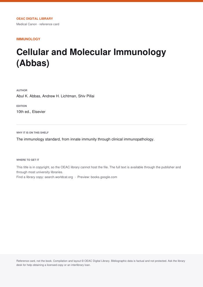 Cellular and Molecular Immunology (Abbas) cover