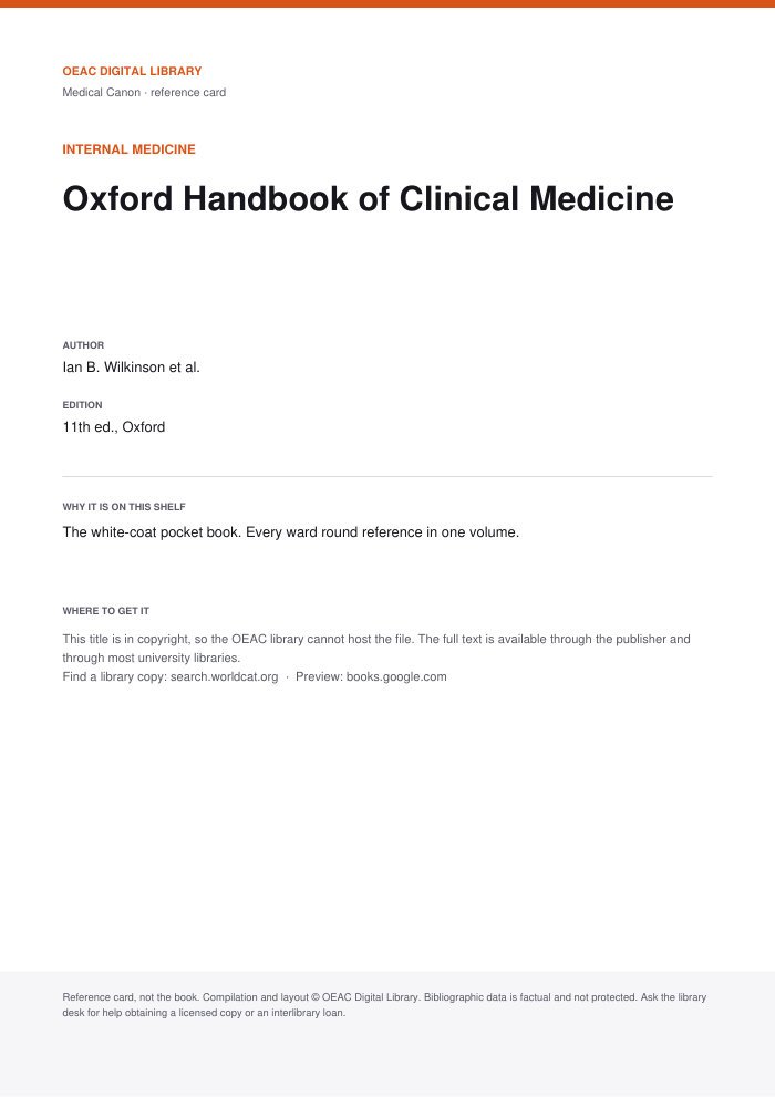 Oxford Handbook of Clinical Medicine cover