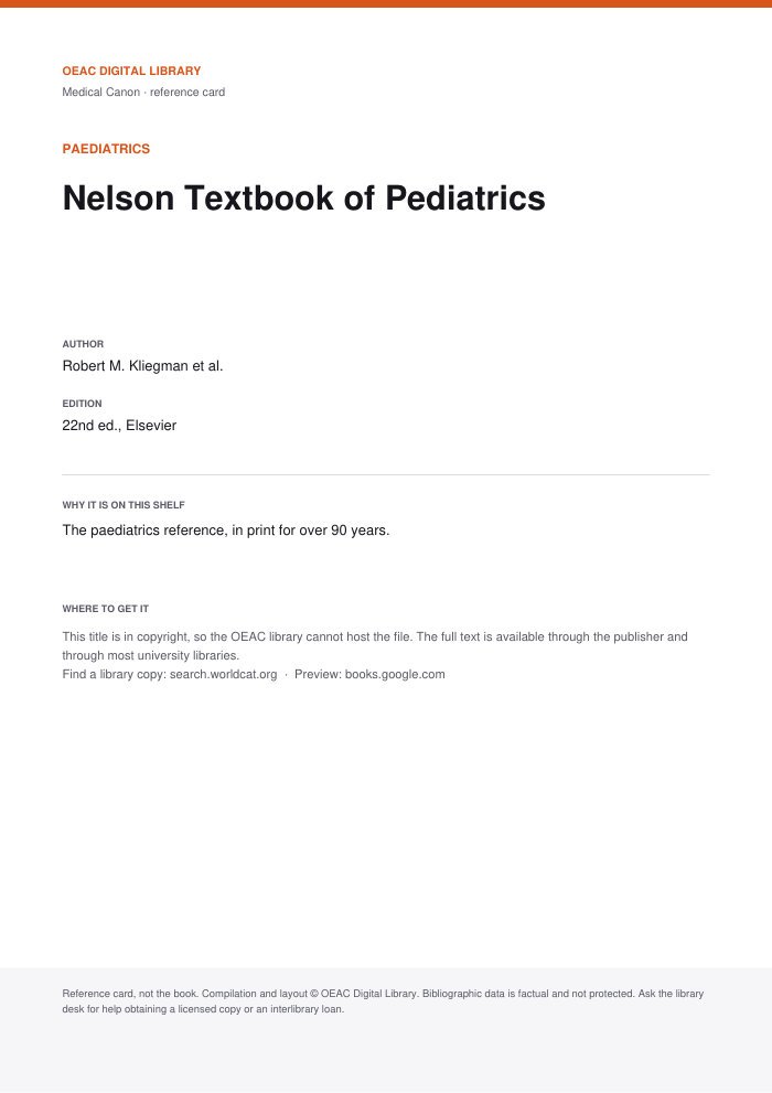Nelson Textbook of Pediatrics cover