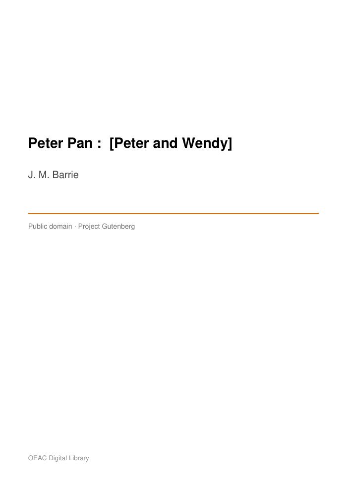 Peter Pan :  [Peter and Wendy] — cover