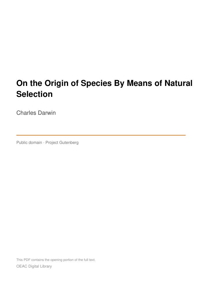 On the Origin of Species By Means of Natural Selection — cover