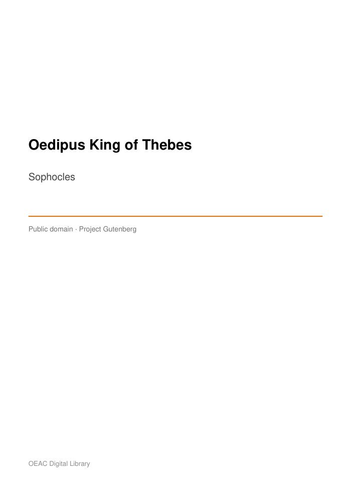 Oedipus King of Thebes cover