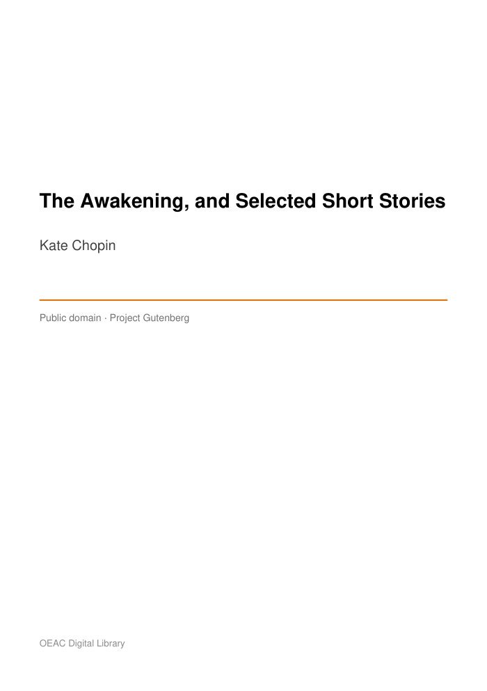 The Awakening, and Selected Short Stories cover