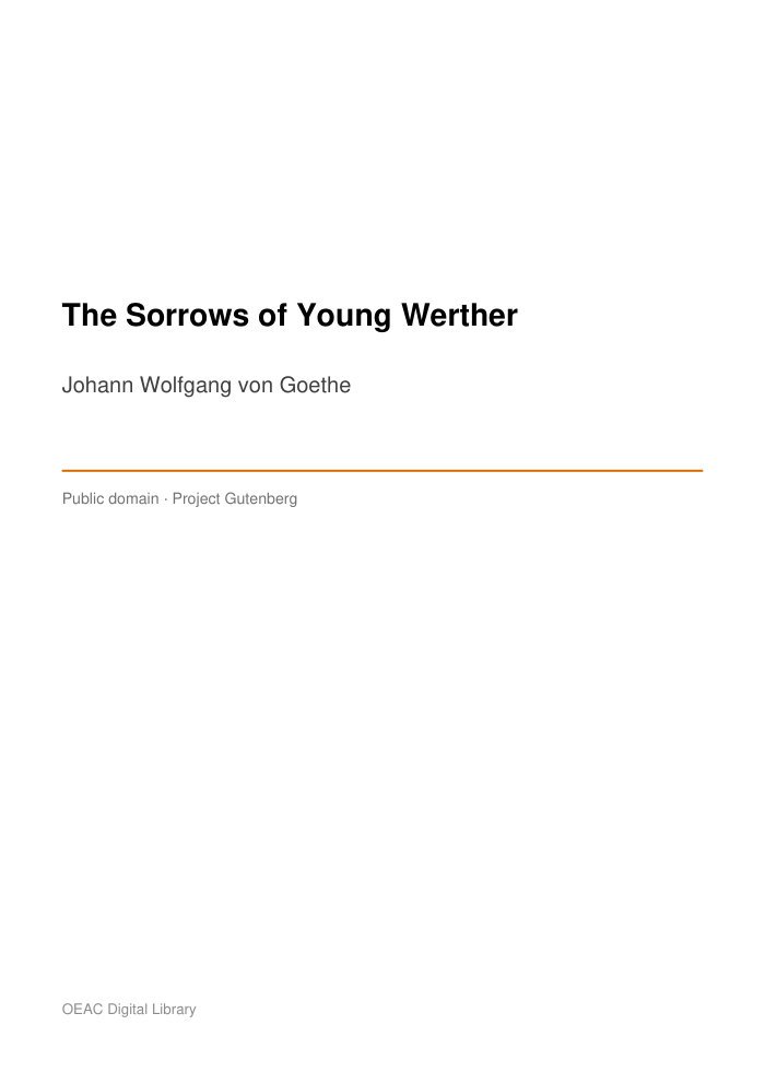The Sorrows of Young Werther — cover
