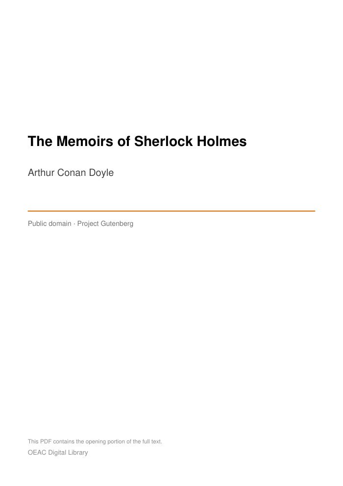 The Memoirs of Sherlock Holmes — cover