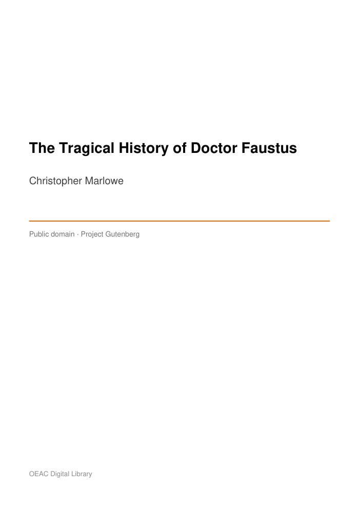 The Tragical History of Doctor Faustus — cover