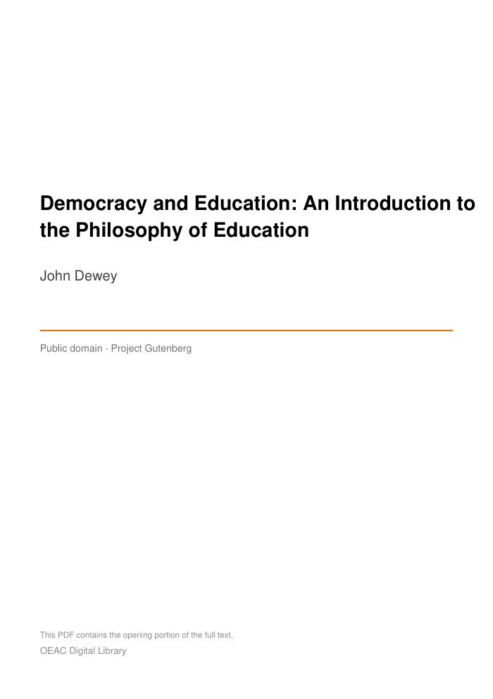 Democracy and Education: An Introduction to the Philosophy of Education — cover