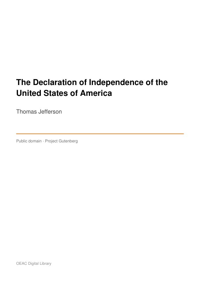 The Declaration of Independence of the United States of America cover