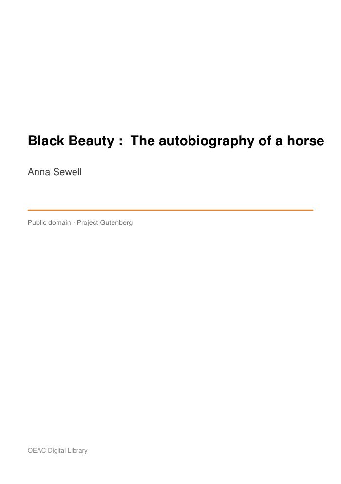 Black Beauty :  The autobiography of a horse cover