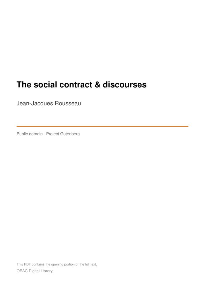The social contract & discourses — cover