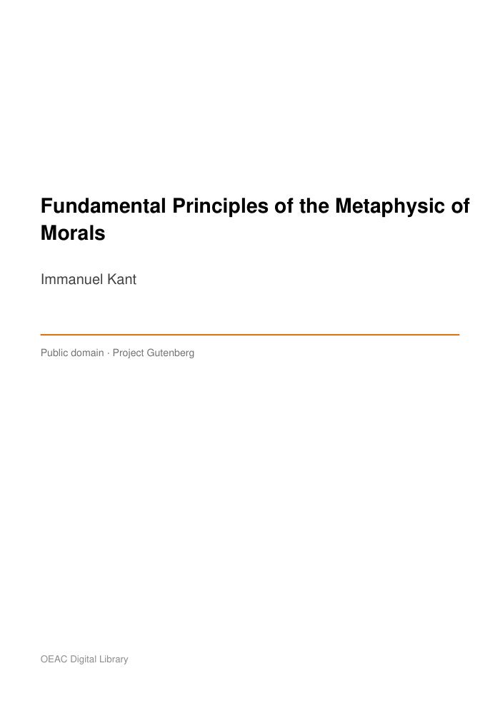 Fundamental Principles of the Metaphysic of Morals — cover