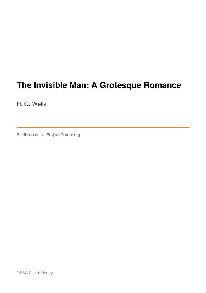The Invisible Man: A Grotesque Romance cover