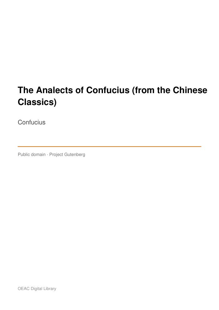 The Analects of Confucius (from the Chinese Classics) cover