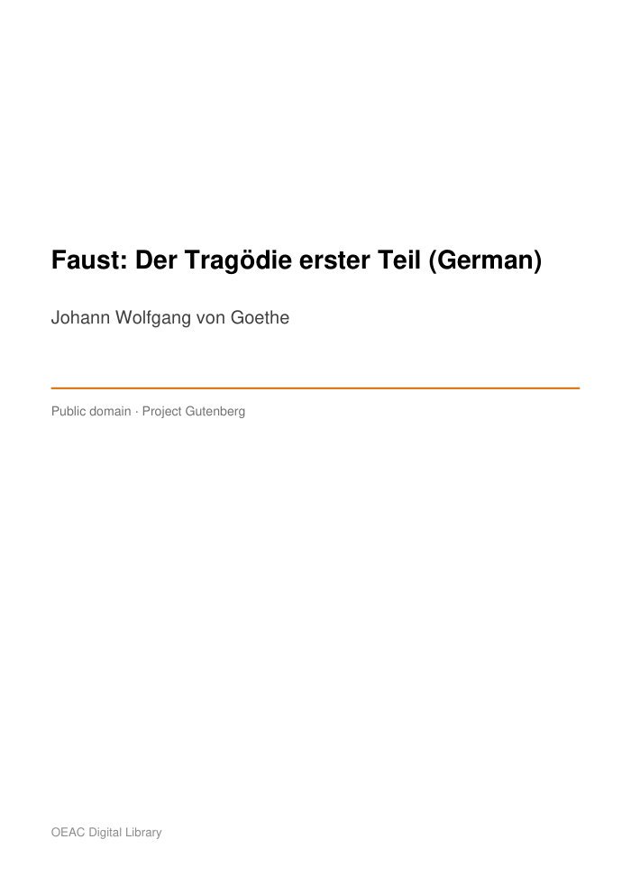 Faust: Der Tragödie erster Teil (German) — cover