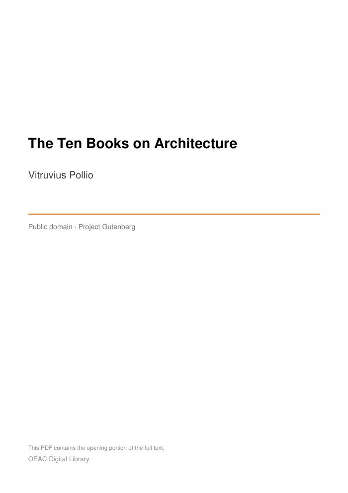 The Ten Books on Architecture cover