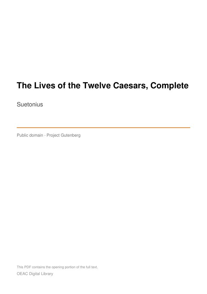 The Lives of the Twelve Caesars, Complete cover