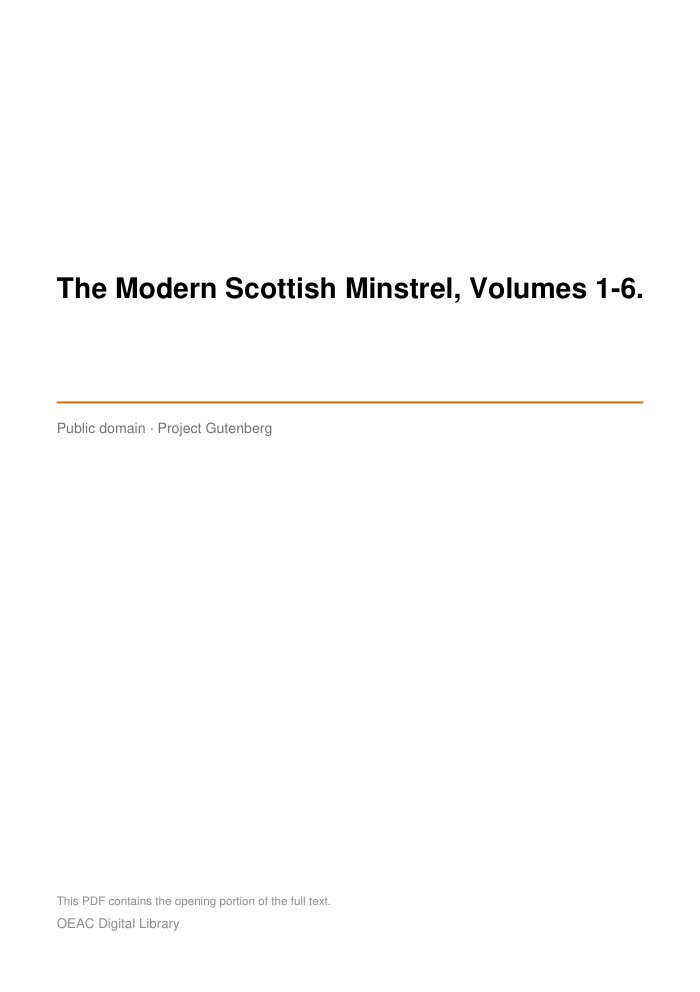 The Modern Scottish Minstrel, Volumes 1-6. cover