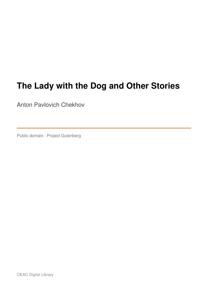 The Lady with the Dog and Other Stories — cover