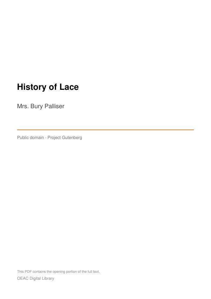 History of Lace cover