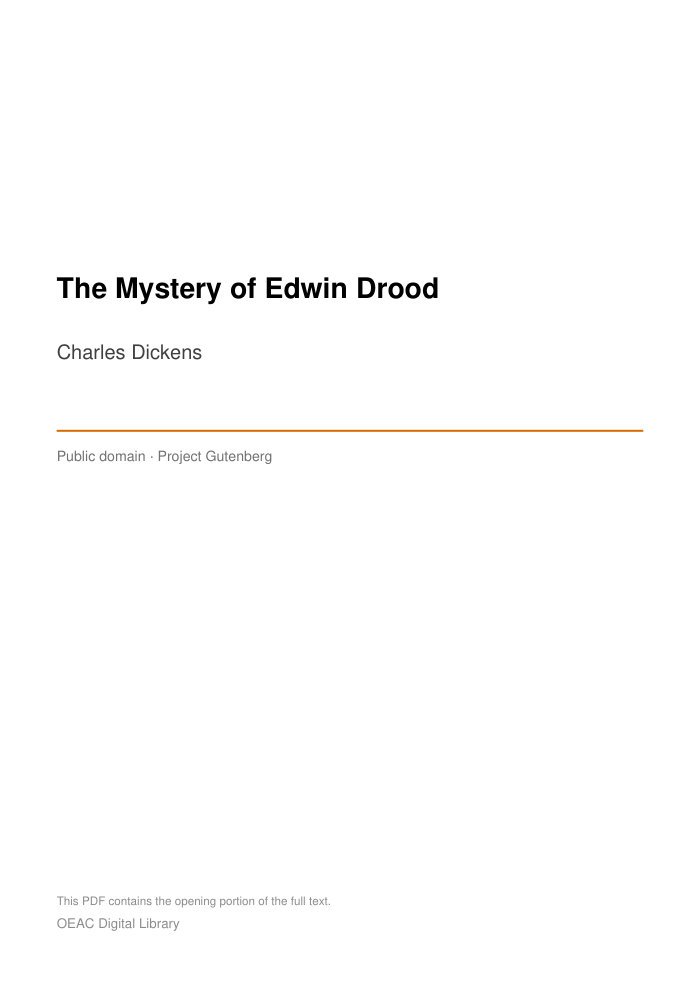 The Mystery of Edwin Drood — cover