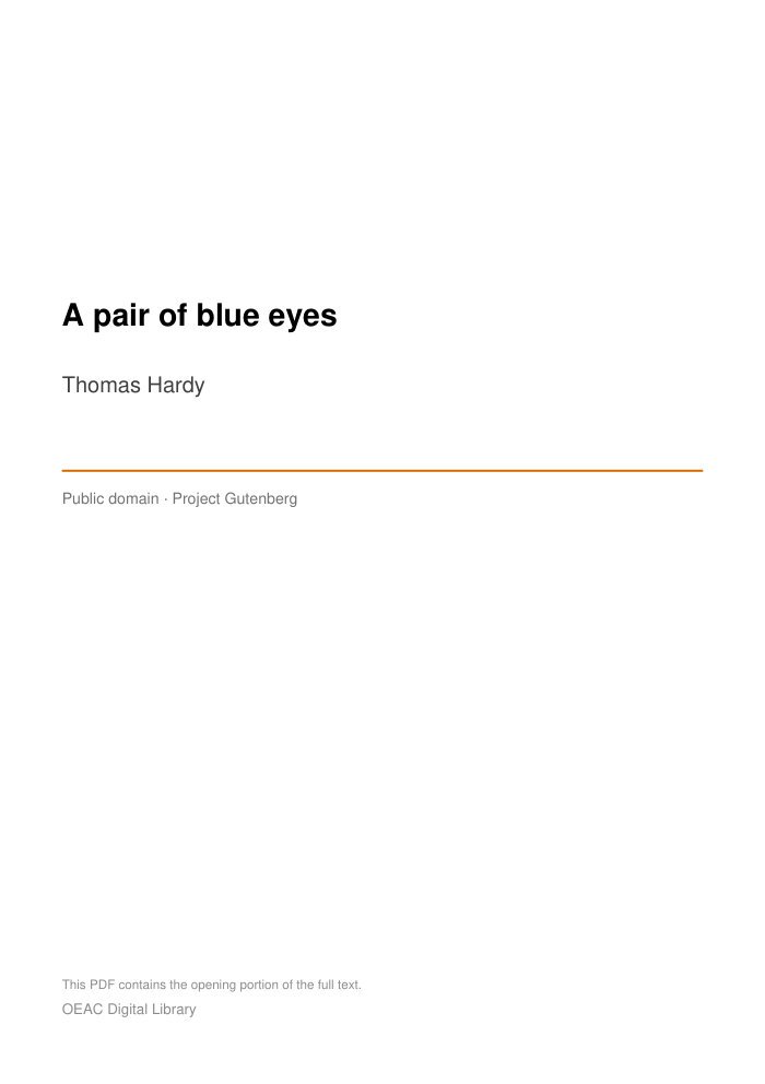 A pair of blue eyes — cover