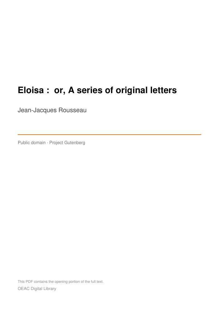 Eloisa :  or, A series of original letters cover