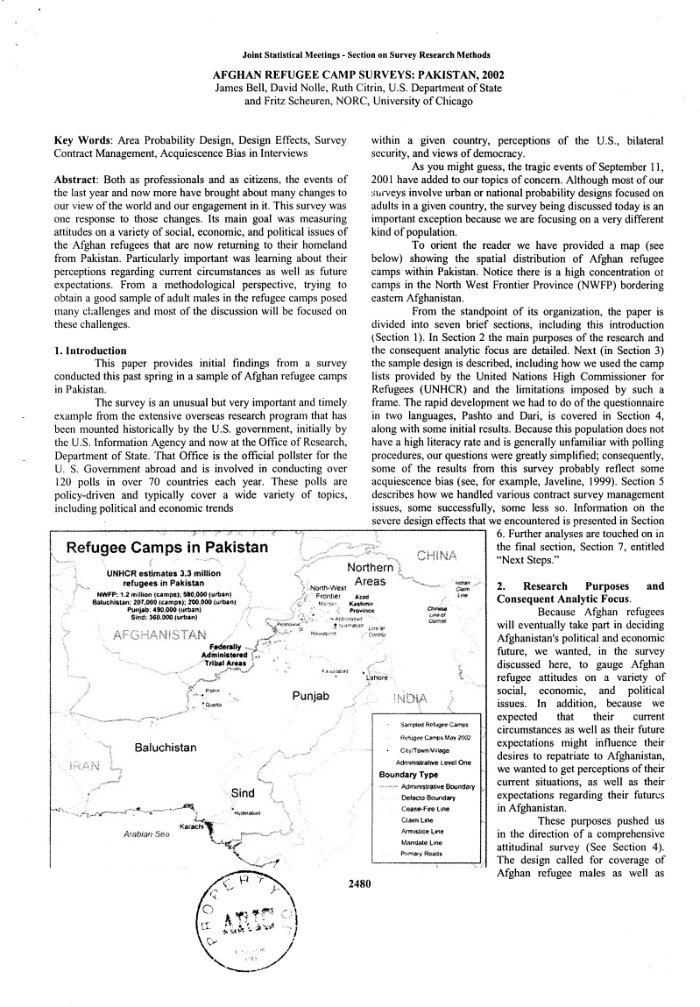 Afghan refugee camp surveys : Pakistan, 2002 / Jemes Bell, David, Nolle, Ruth Citrin cover
