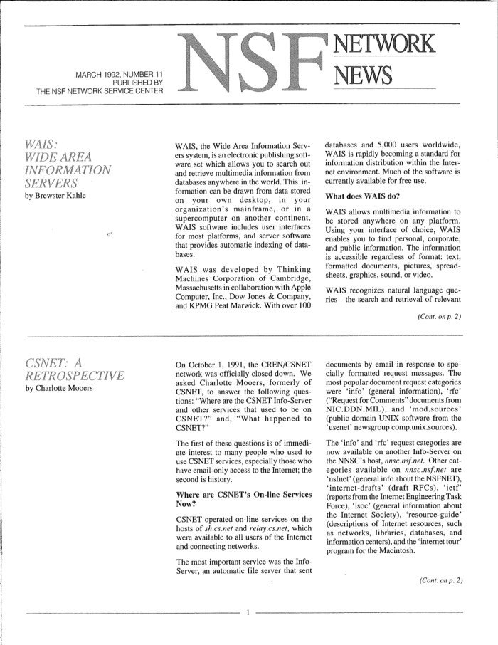 WAIS: Wide Area Information Servers — cover