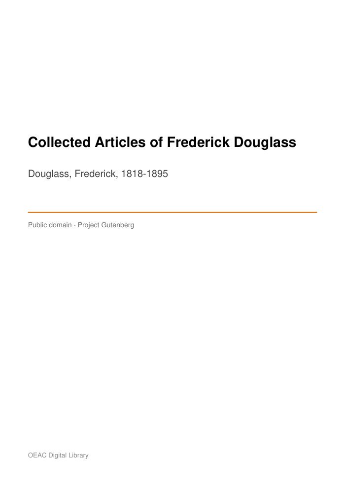 Collected Articles of Frederick Douglass cover