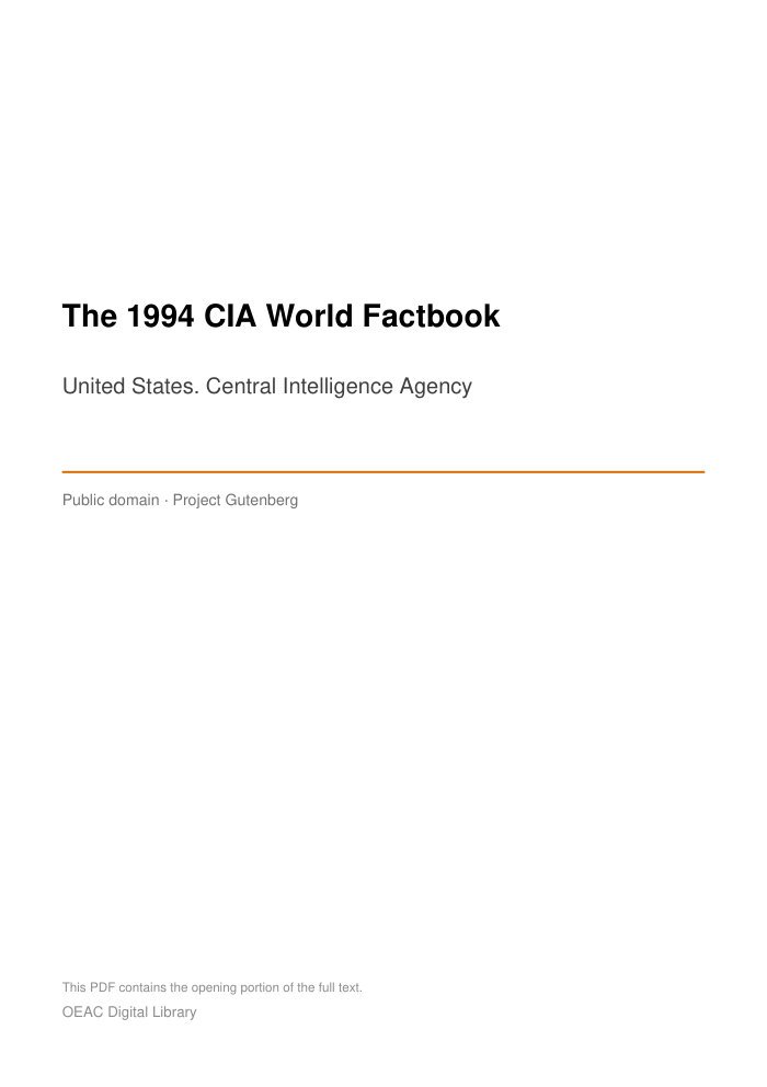 The 1994 CIA World Factbook — cover