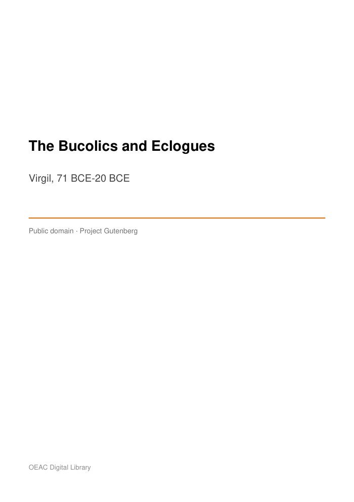 The Bucolics and Eclogues cover