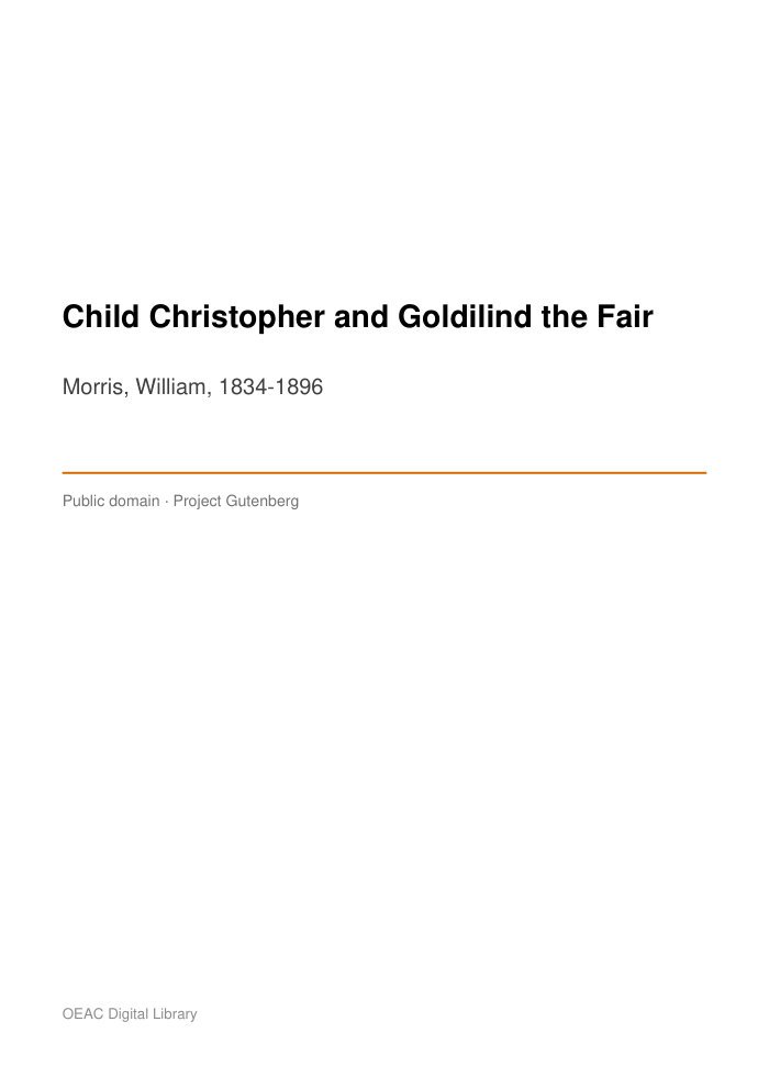 Child Christopher and Goldilind the Fair — cover
