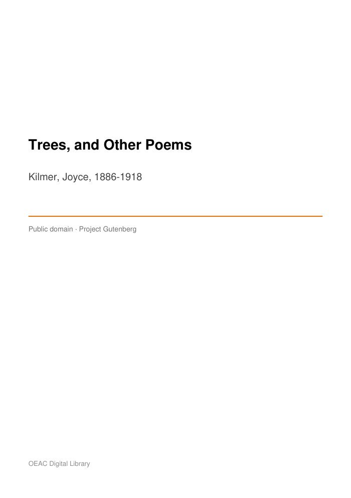 Trees, and Other Poems — cover