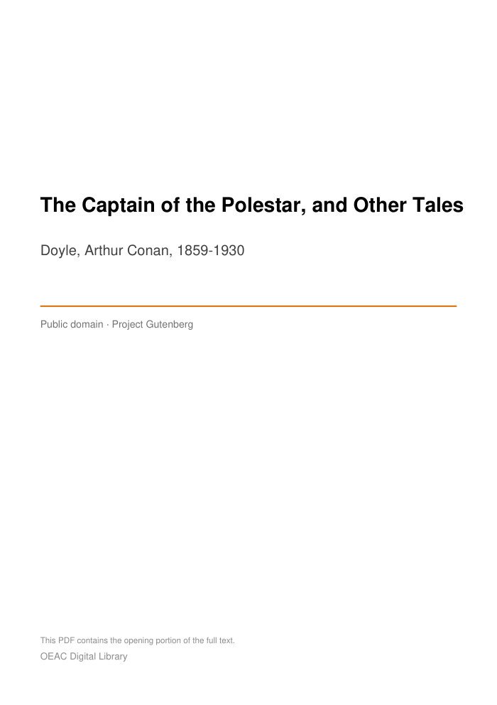 The Captain of the Polestar, and Other Tales cover
