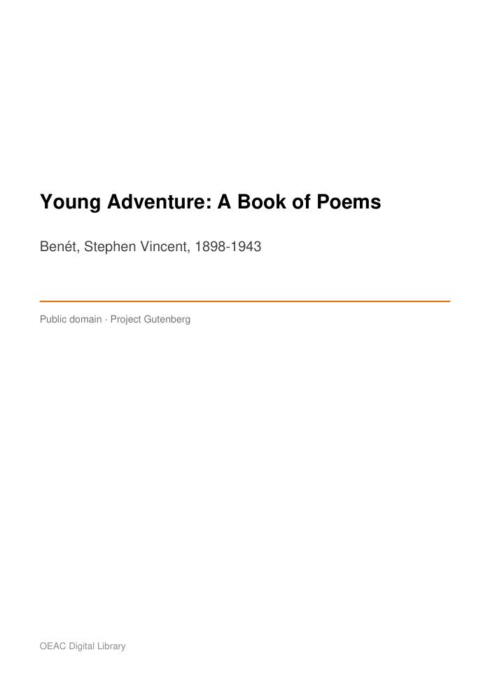 Young Adventure: A Book of Poems cover