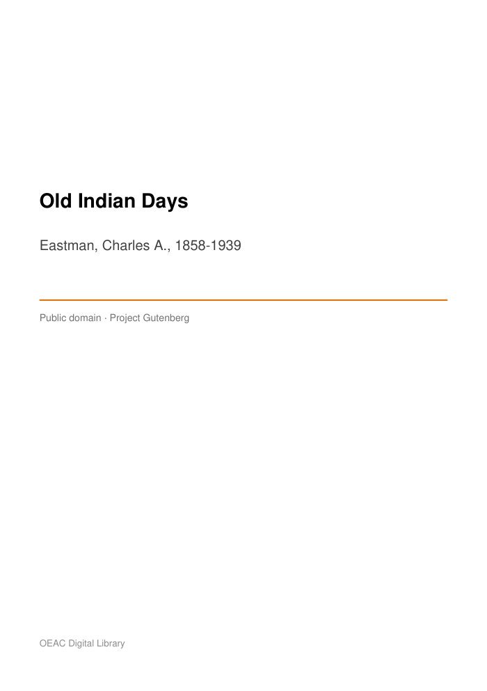 Old Indian Days — cover