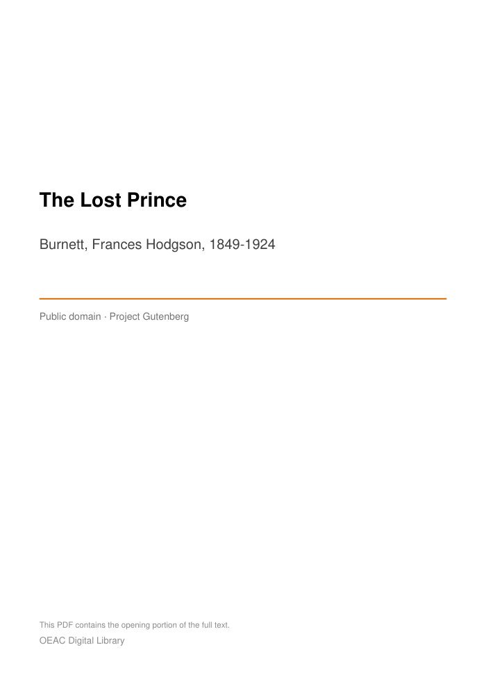 The Lost Prince — cover