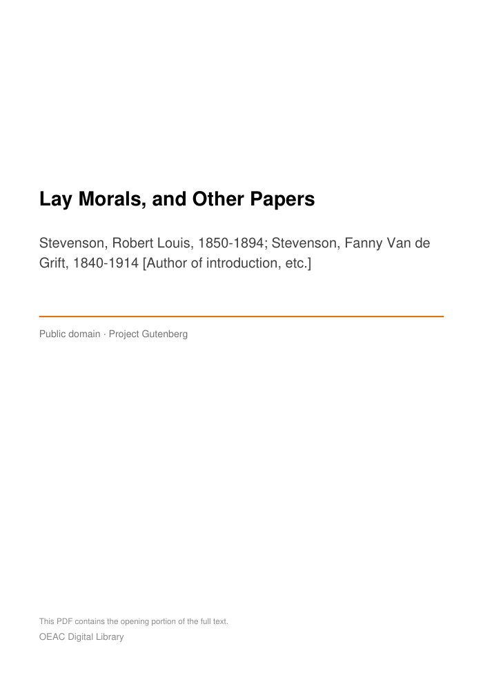 Lay Morals, and Other Papers — cover