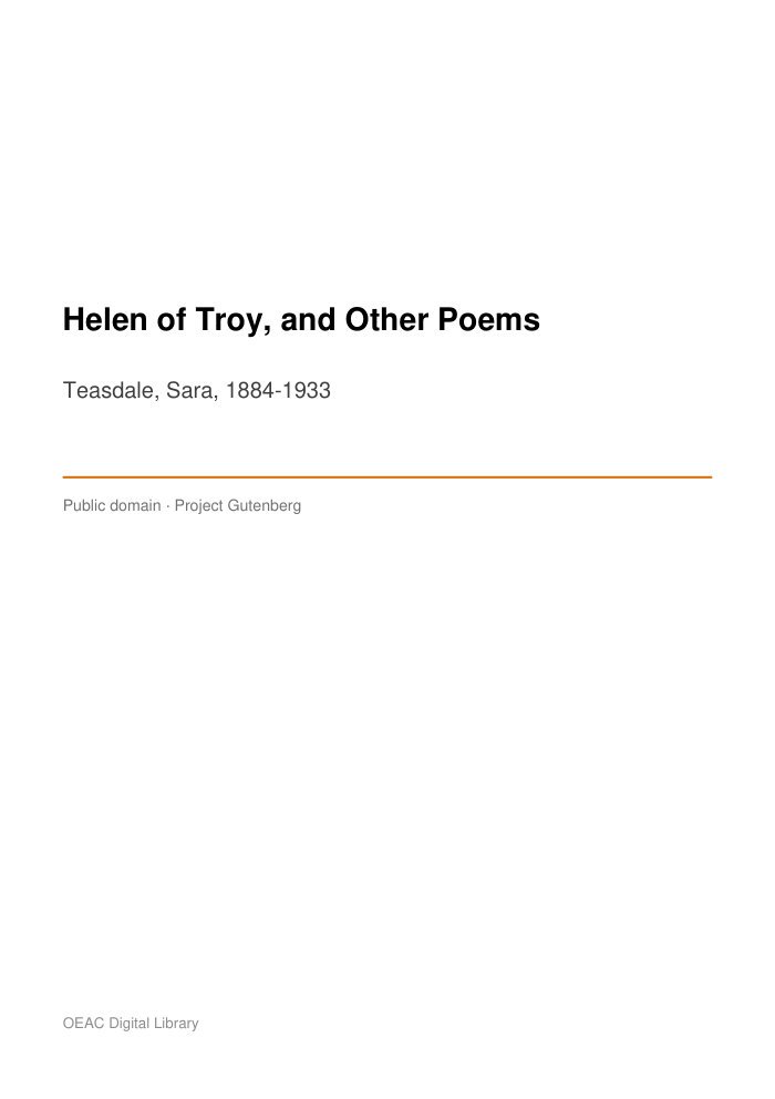 Helen of Troy, and Other Poems — cover