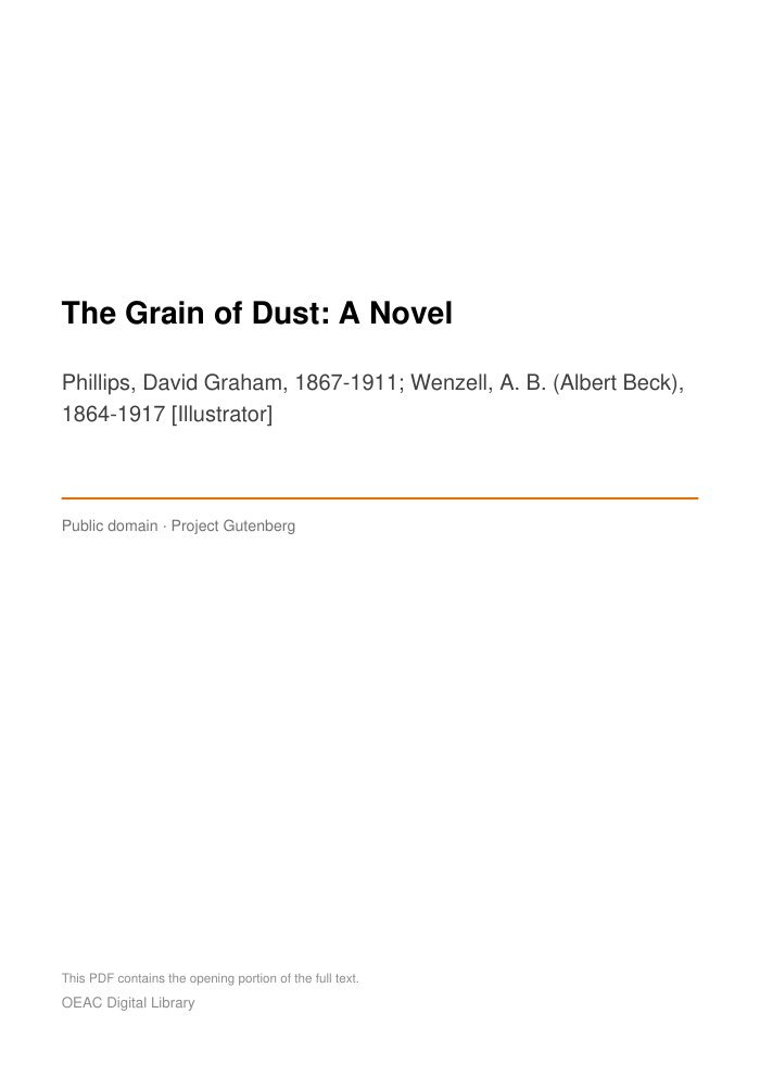 The Grain of Dust: A Novel — cover