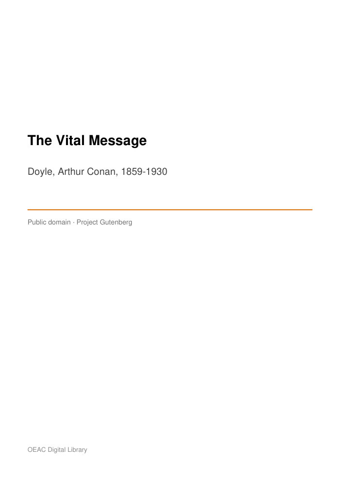 The Vital Message — cover