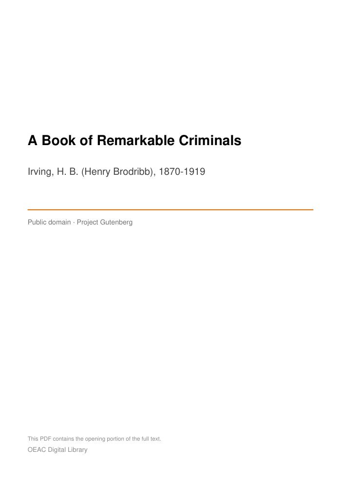 A Book of Remarkable Criminals cover