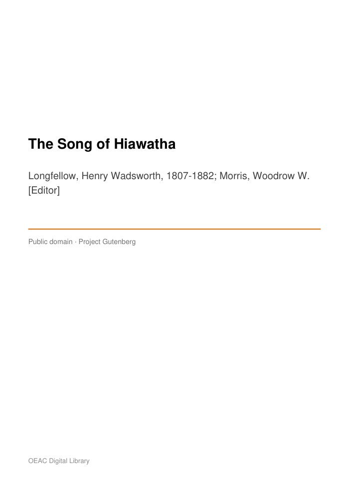 The Song of Hiawatha cover