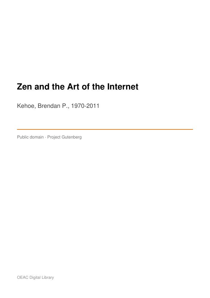 Zen and the Art of the Internet cover