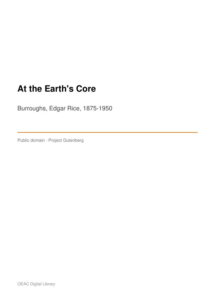 At the Earth's Core — cover