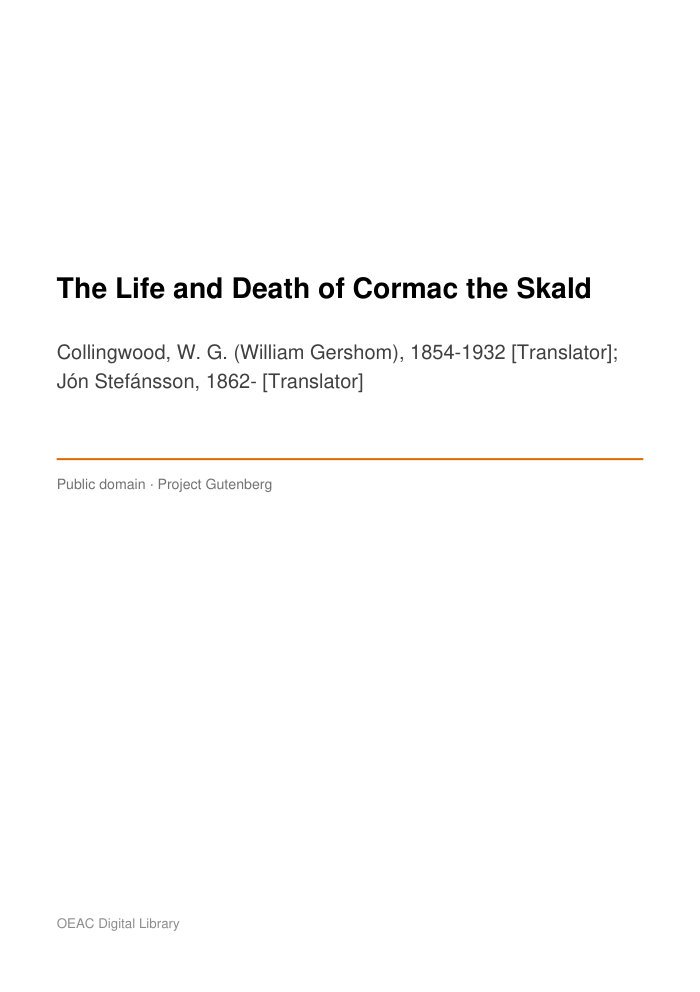 The Life and Death of Cormac the Skald cover