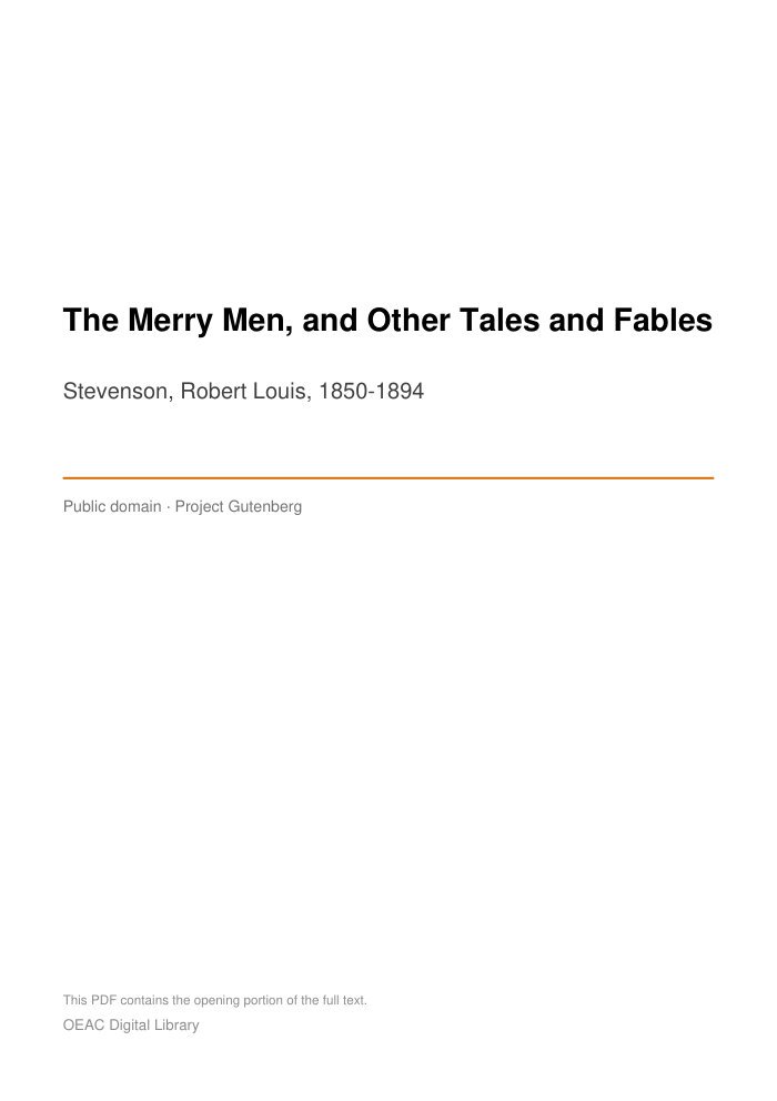 The Merry Men, and Other Tales and Fables cover