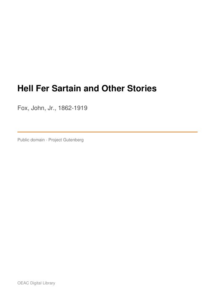 Hell Fer Sartain and Other Stories — cover