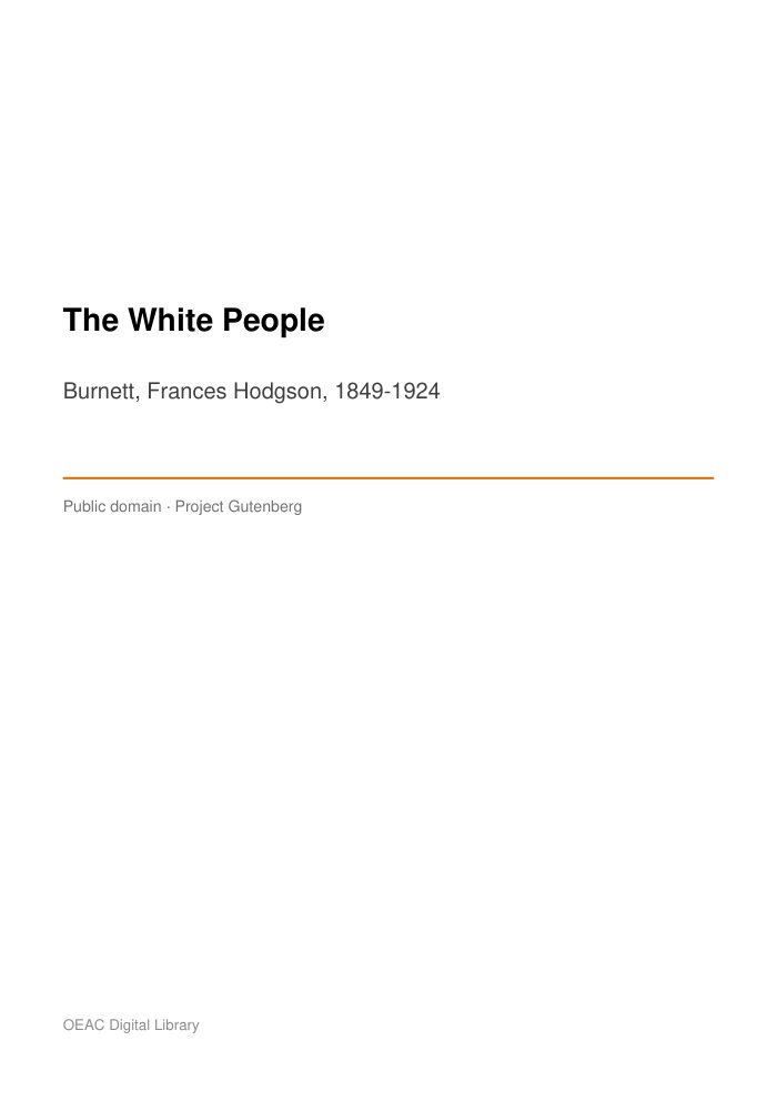 The White People — cover