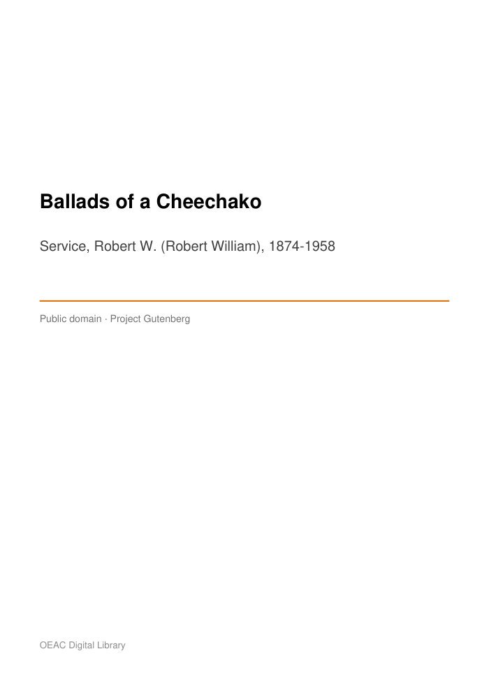 Ballads of a Cheechako — cover